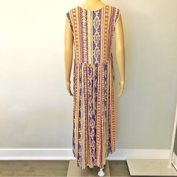 Vintage Rear Boho Pattern Hippie Floral Cottagecore Colorful Festival Maxi Dress - Picture 6 of 13